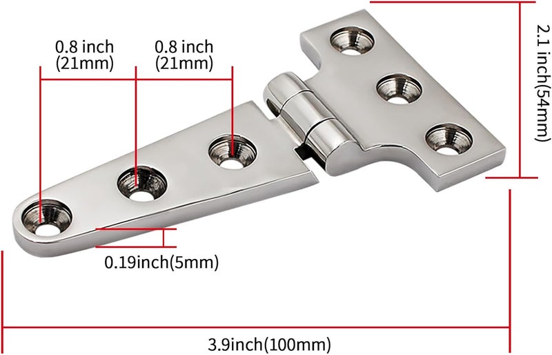 Laorde 316 Stainless Steel T Hinges Marine Grade Heavy Duty Boat Hatch Hinge Casting Cabinet Hardware Door Hinge with Screws - Image 3